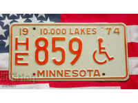US License Plate MINNESOTA 1974