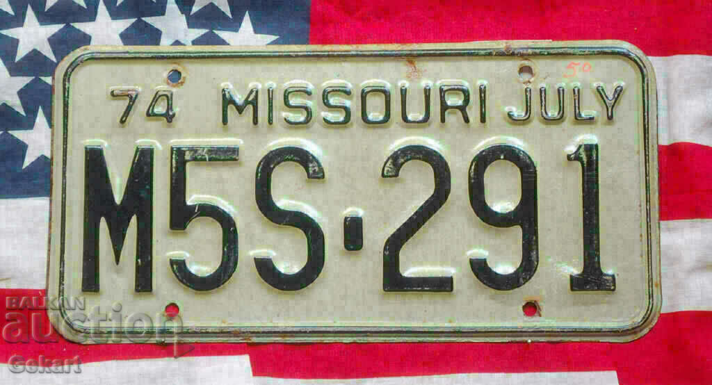 Американски регистрационен номер Табела MISSOURI 1974