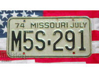 US License Plate MISSOURI 1974