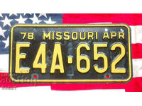US License Plate MISSOURI 1978