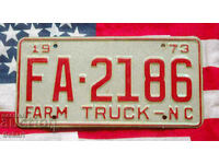 US License Plate Plate NORTH CAROLINA 1973