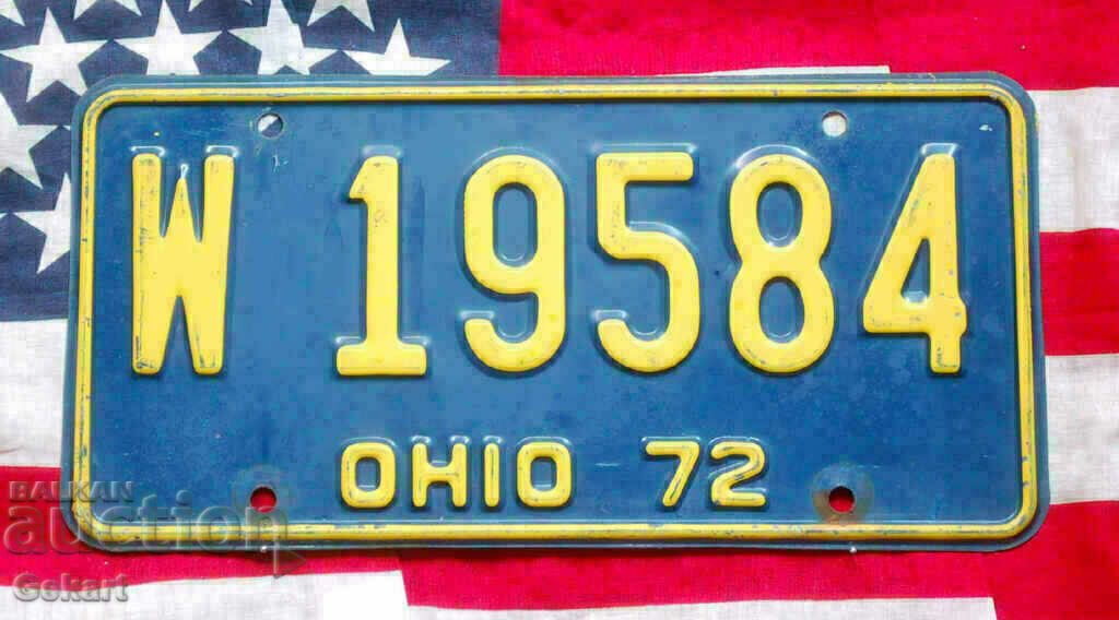 Американски регистрационен номер Табела OHIO 1972