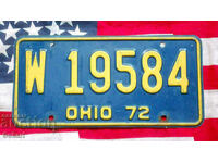 US License Plate OHIO 1972