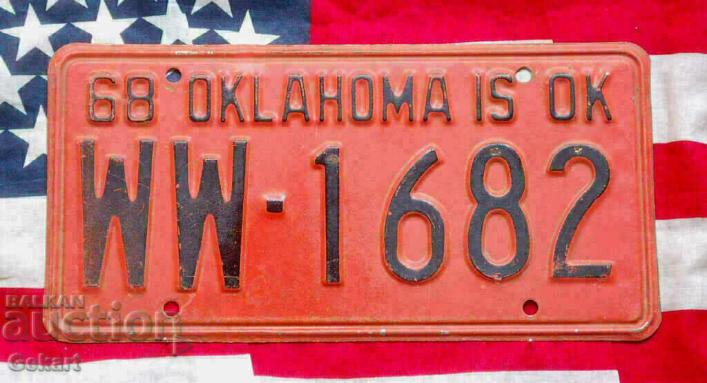 Πινακίδα ΗΠΑ OKLAHOMA 1968