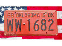 US License Plate OKLAHOMA 1968