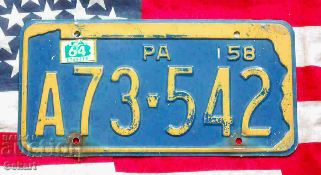 Американски регистрационен номер Табела PENNSYLVANIA 1958