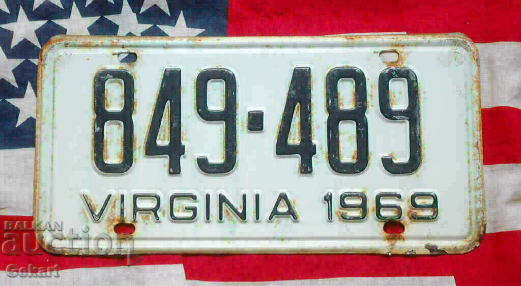 Американски регистрационен номер Табела VIRGINIA 1969