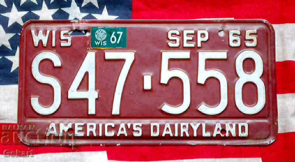 Американски регистрационен номер Табела WISCONSIN 1965