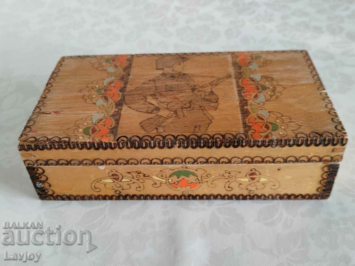 Pyrographed wooden box BNA with price 10.00 BGN | € 5.11 Pyrographed wooden box BNA with price 10.00 BGN | € 5.11