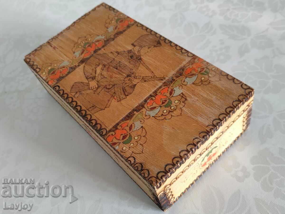 Auction Pyrographed wooden box BNA Auction Pyrographed wooden box BNA