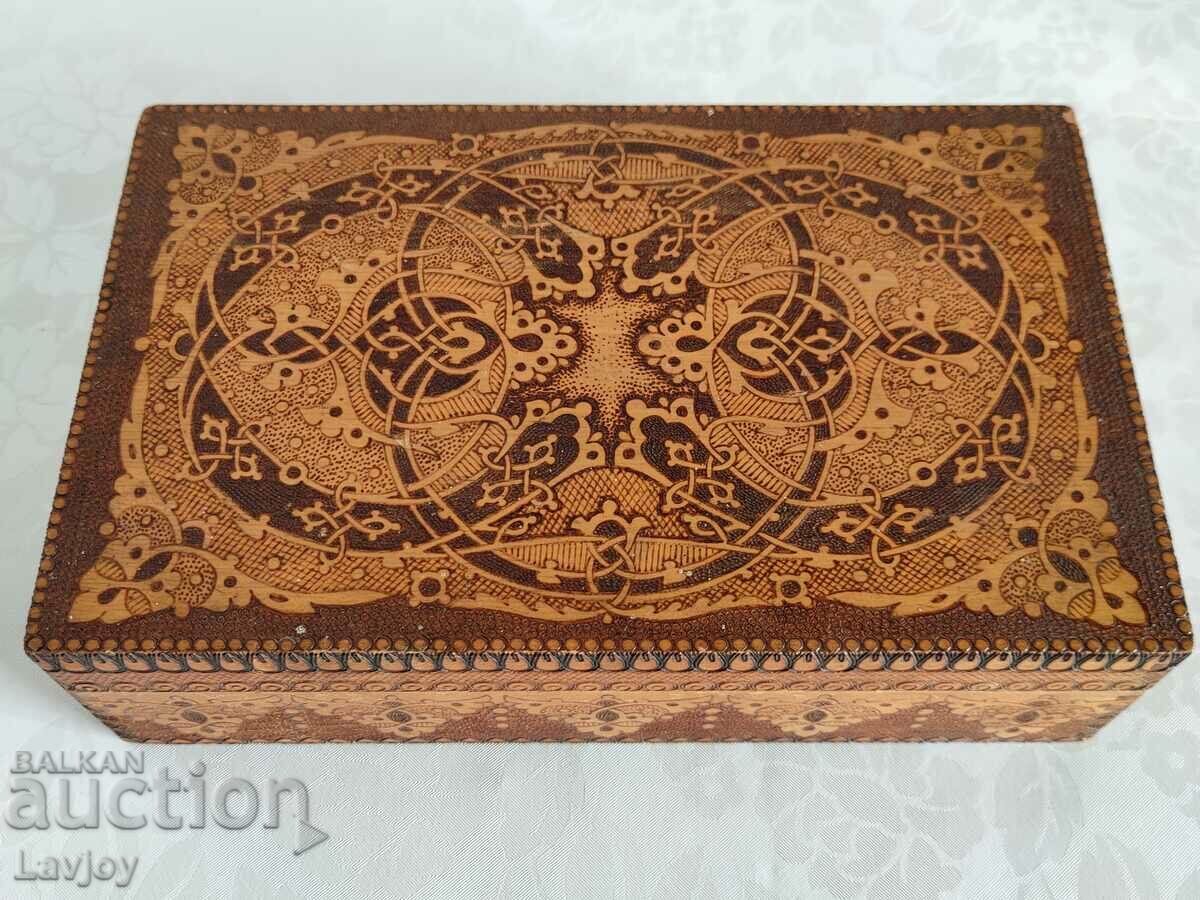 Old pyrographic wooden box