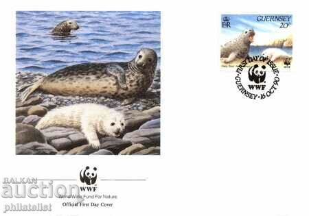 Guernsey 1990 4 Piece FDC Complete Series - WWF