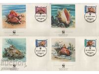 Nevis 1990 - 4 pieces FDC Complete series - WWF