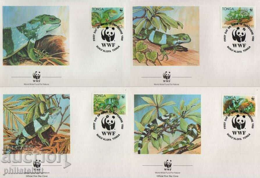 Тонга 1990 -  - 4 броя FDC Комплектна серия - WWF