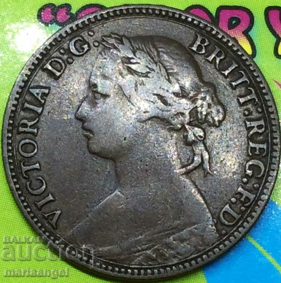 Marea Britanie 1farthing 1874 H bronz - destul de rar