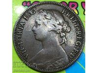 Marea Britanie 1farthing 1874 H bronz - destul de rar