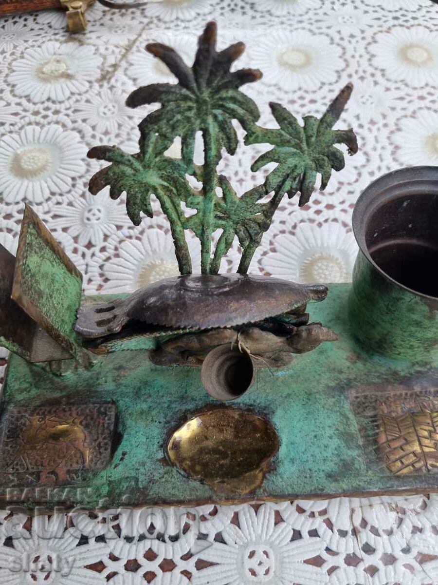 Old bronze desk inkstand - 7