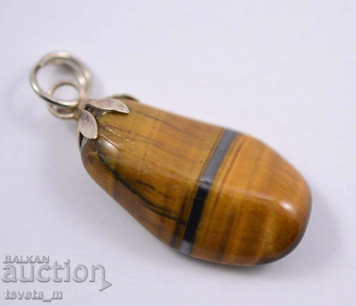 Auction  Medallion, natural stone pendant, tiger's eye