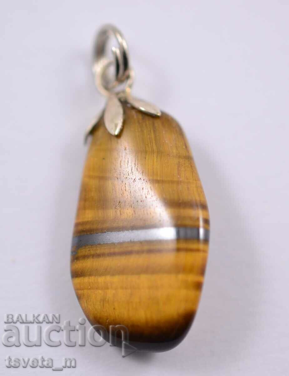 Medallion, natural stone pendant, tiger's eye