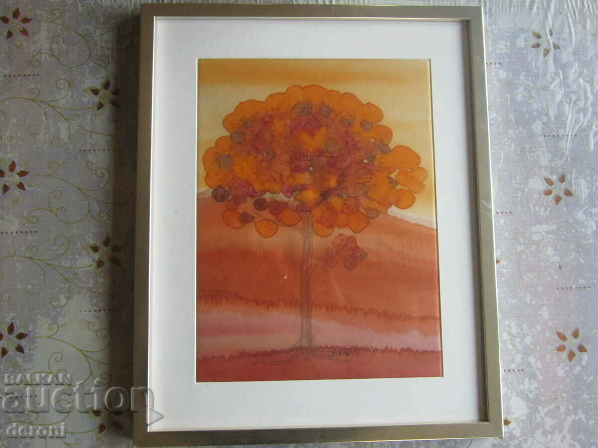 Ζωγραφική τέχνης σε μετάξι υπογεγραμμένη με τιμή 700.00 BGN | € 357.90 Ζωγραφική τέχνης σε μετάξι υπογεγραμμένη με τιμή 700.00 BGN | € 357.90