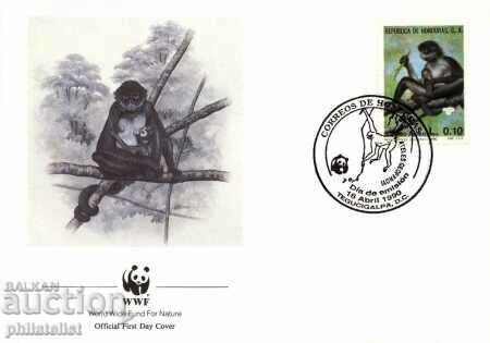 Auction Honduras - 4 pieces FDC Complete series - WWF - Monkeys Auction Honduras - 4 pieces FDC Complete series - WWF - Monkeys