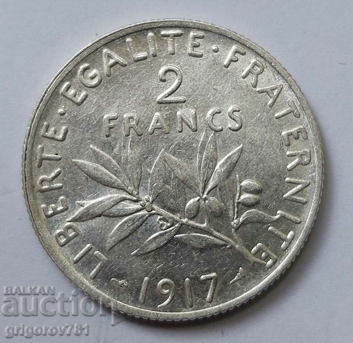 2 франка сребро Франция 1917 - сребърна монета #47
