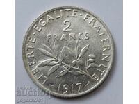 2 франка сребро Франция 1917 - сребърна монета #47