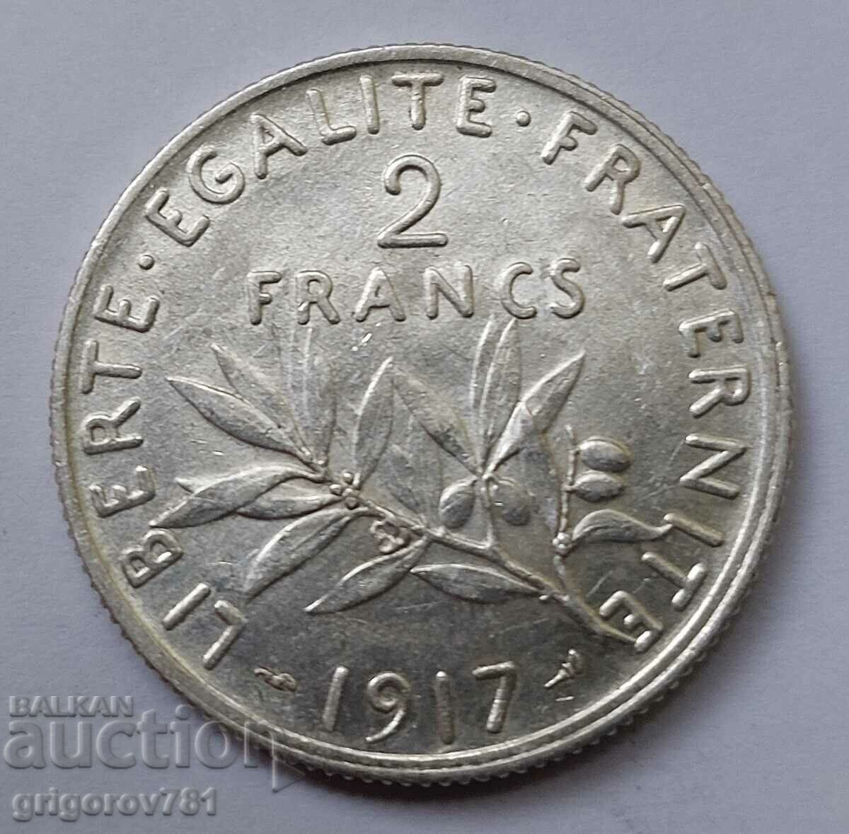 2 франка сребро Франция 1917 - сребърна монета #48