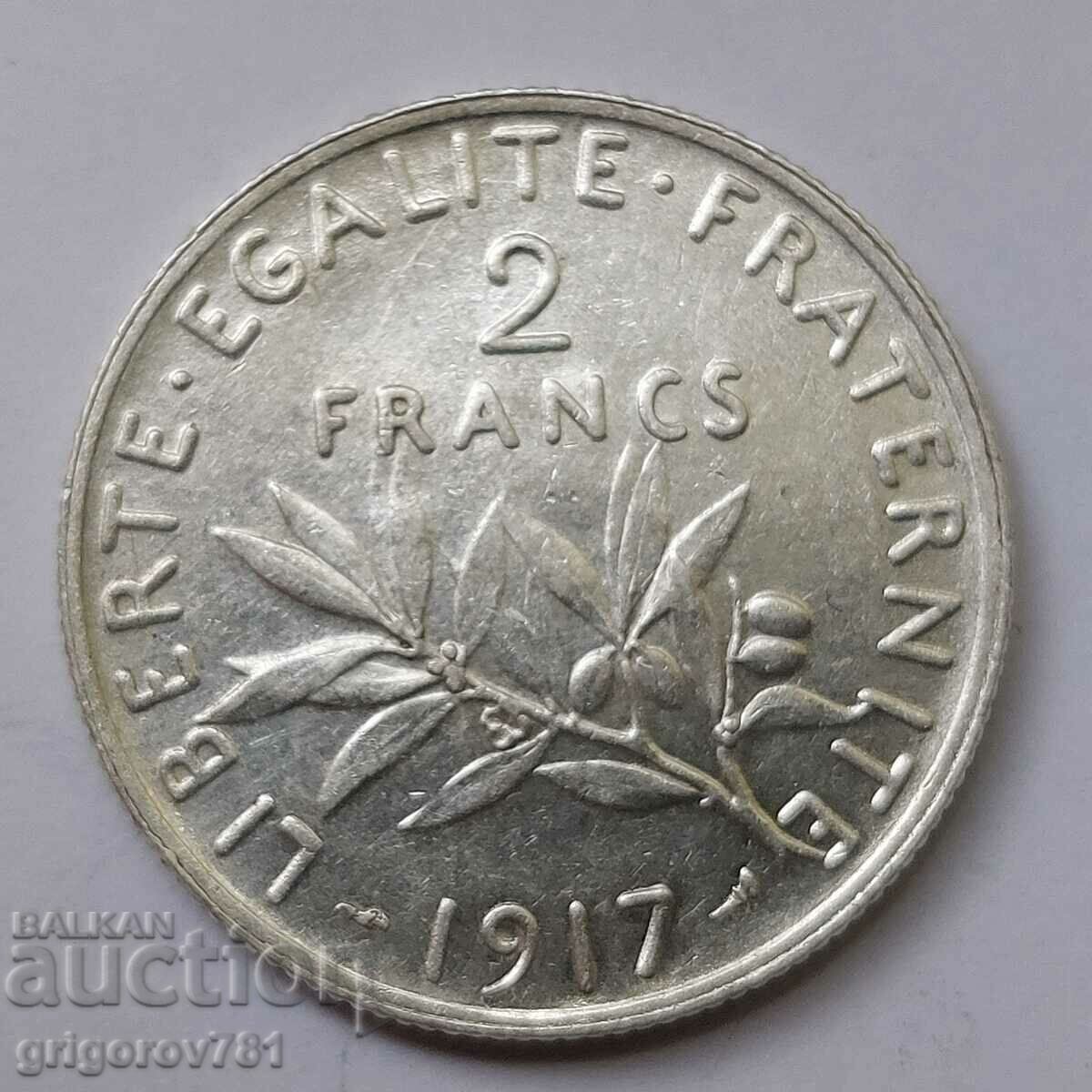 2 франка сребро Франция 1917 - сребърна монета #49