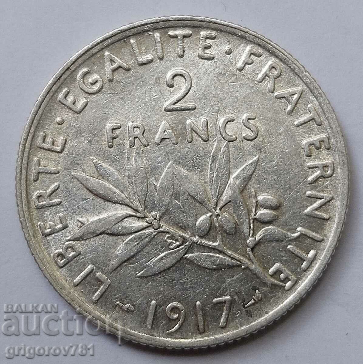 2 франка сребро Франция 1917 - сребърна монета #50