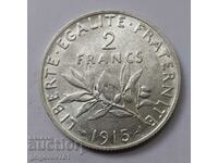 2 Francs Silver France 1915 - Silver Coin #52