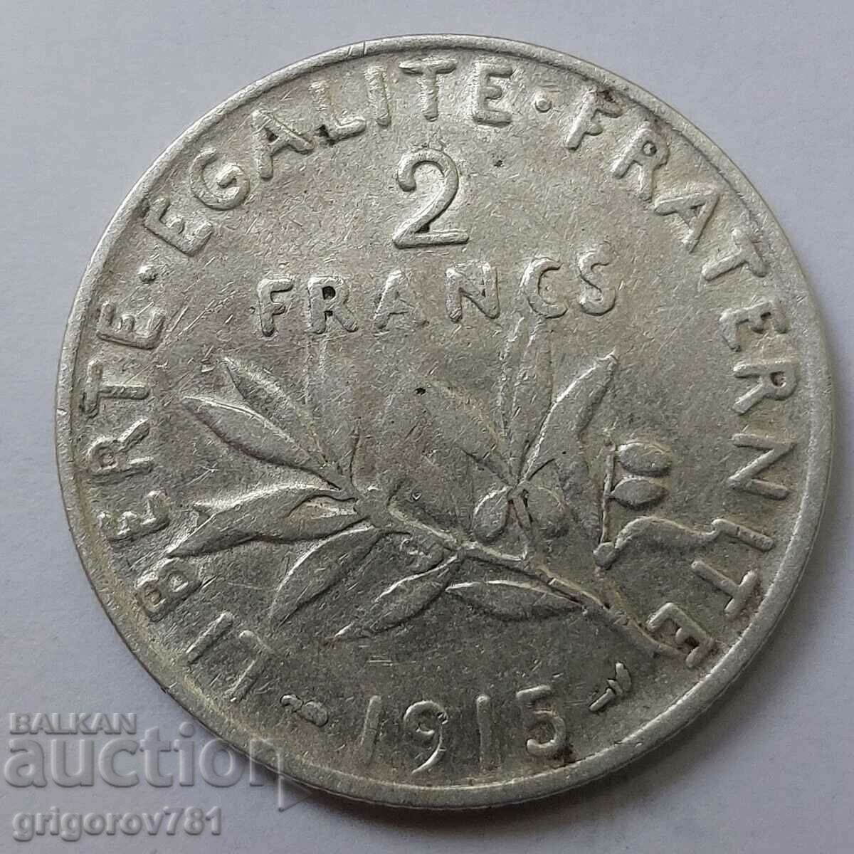 2 Φράγκα Ασήμι Γαλλία 1915 - Ασημένιο νόμισμα #53