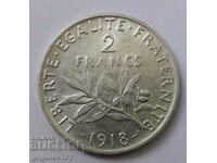 2 франка сребро Франция 1918 - сребърна монета #54