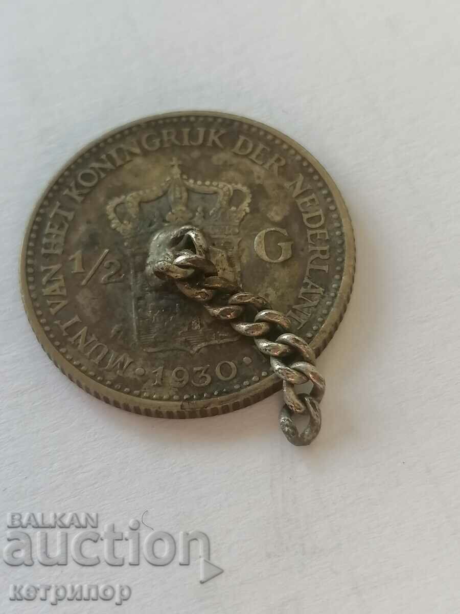 1/2 guilder Netherlands 1930 Silver
