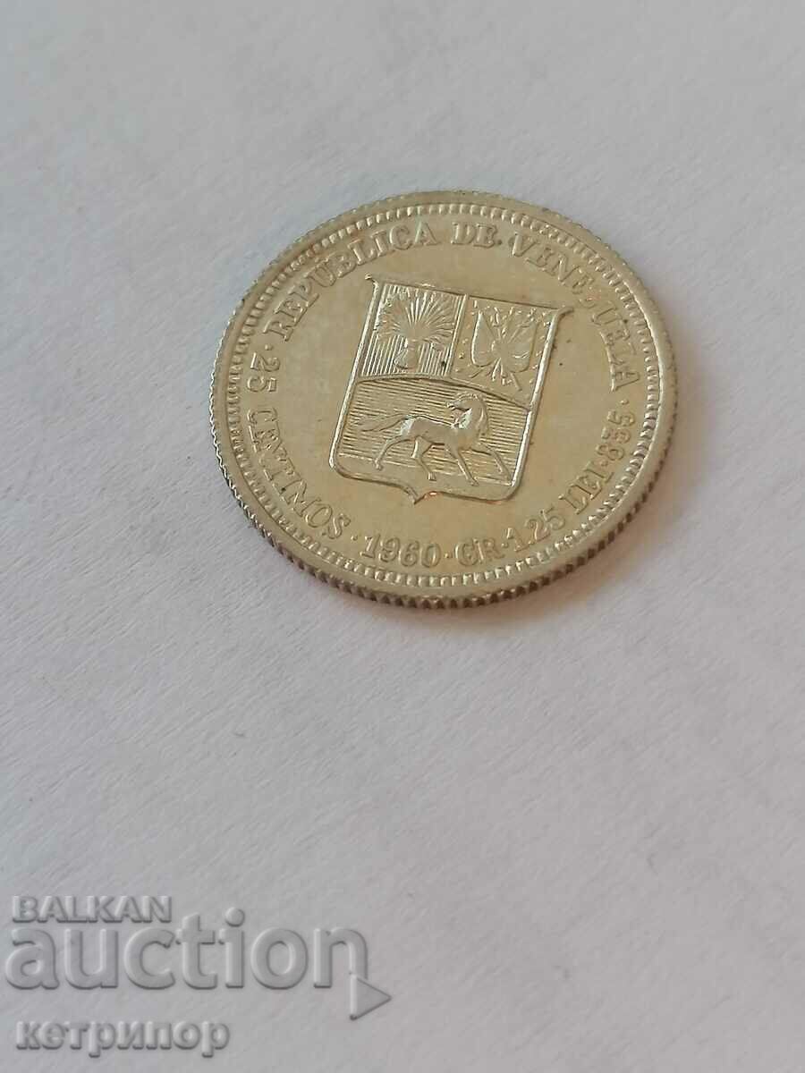 25 centimos Venezuela 1960 argint