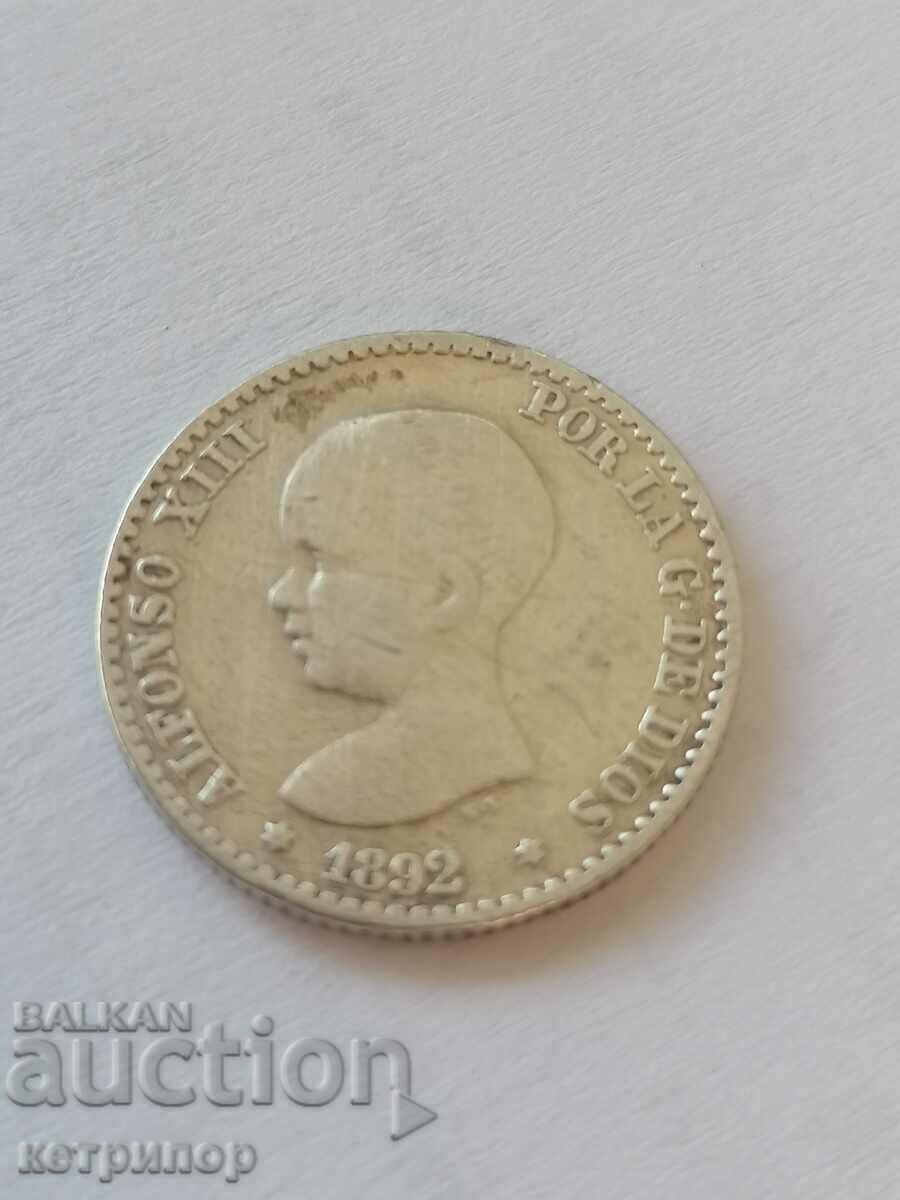 50 centimos 1892 Spain silver with price 32.00 BGN | € 16.36 50 centimos 1892 Spain silver with price 32.00 BGN | € 16.36