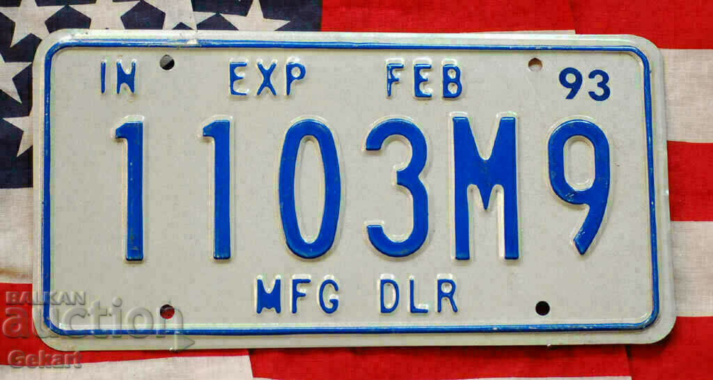 US License Plate INDIANA 1993