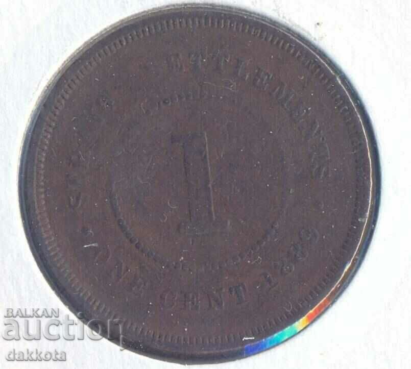Стрейтс сетлементс 1 цент 1889 година