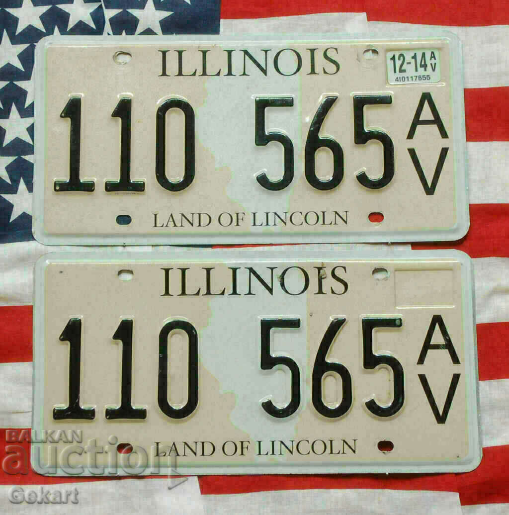 US License Plates Plates ILLINOIS PAIR