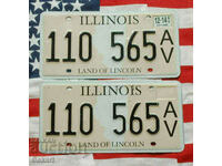 US License Plates Plates ILLINOIS PAIR