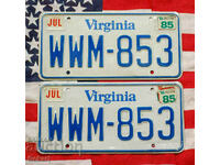 American License Plates Plates VIRGINIA PAIR
