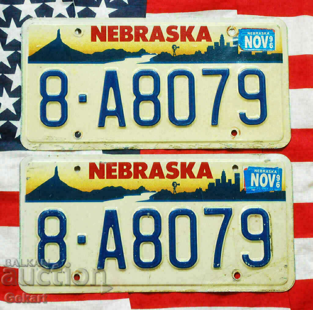 US License Plates NEBRASKA PAIR