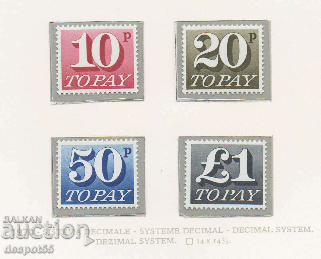 1970-74. Великобритания. Цифрови марки. Нов дизайн.