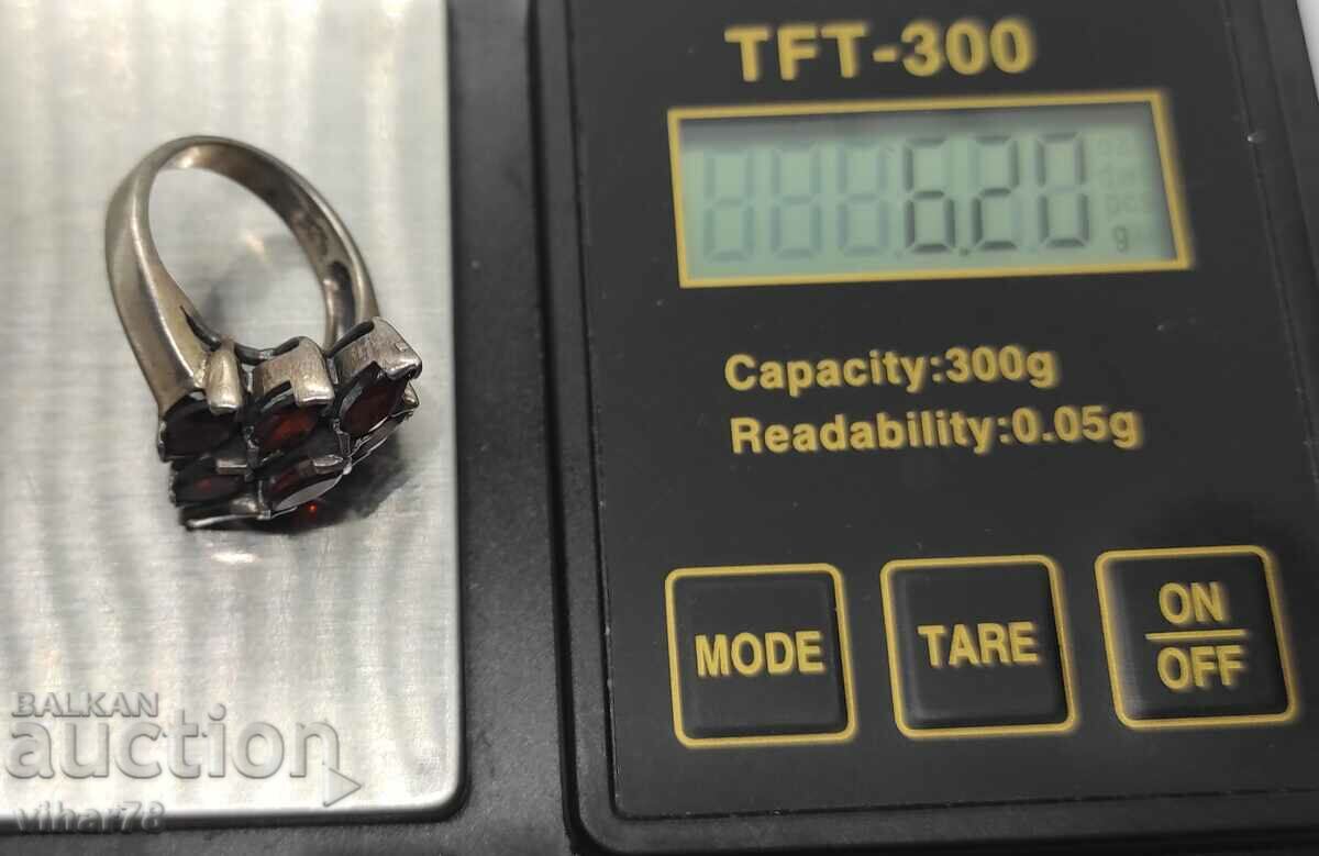 WOMEN'S SILVER RING WITH GARNET - 6 WOMEN'S SILVER RING WITH GARNET - 6