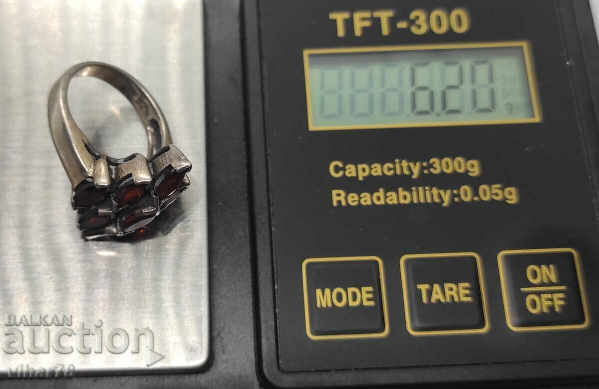 ДАМСКИ СРЕБЪРЕН ПРЪСТЕН С ГРАНАТ - 6 ДАМСКИ СРЕБЪРЕН ПРЪСТЕН С ГРАНАТ - 6