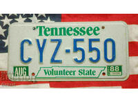 US license plate Plate TENNESSEE