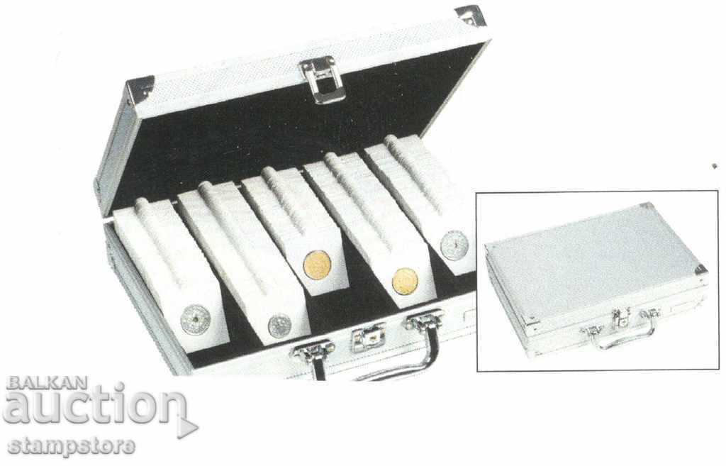 Aluminum suitcase for storing 650 coins in cartons