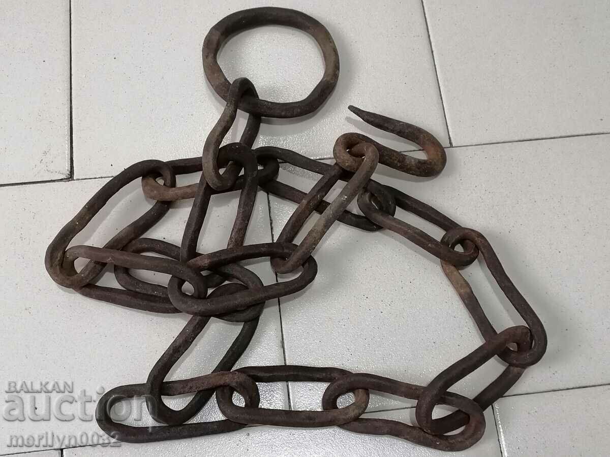 Old forged chain with hook, chain link chain with price 73.00 BGN | € 37.32 Old forged chain with hook, chain link chain with price 73.00 BGN | € 37.32