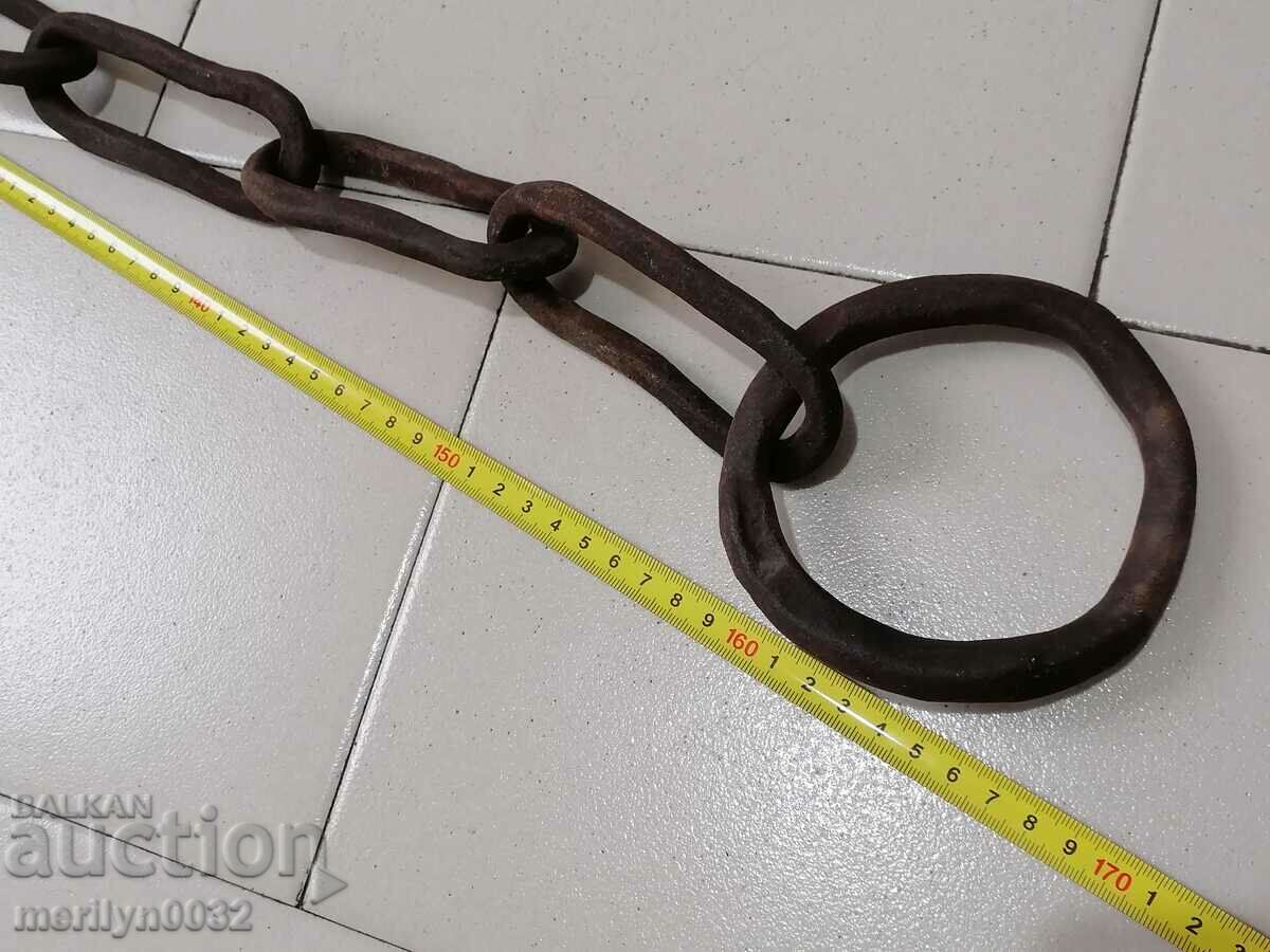 Old forged chain with hook, chain link chain - 5 Old forged chain with hook, chain link chain - 5