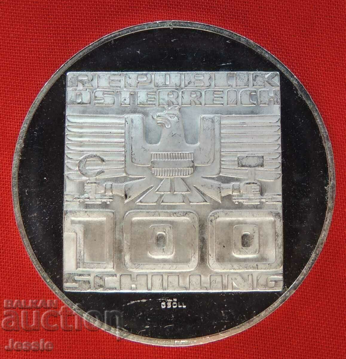 100 Schilling Austria Silver 1975 MINT -PROOF -